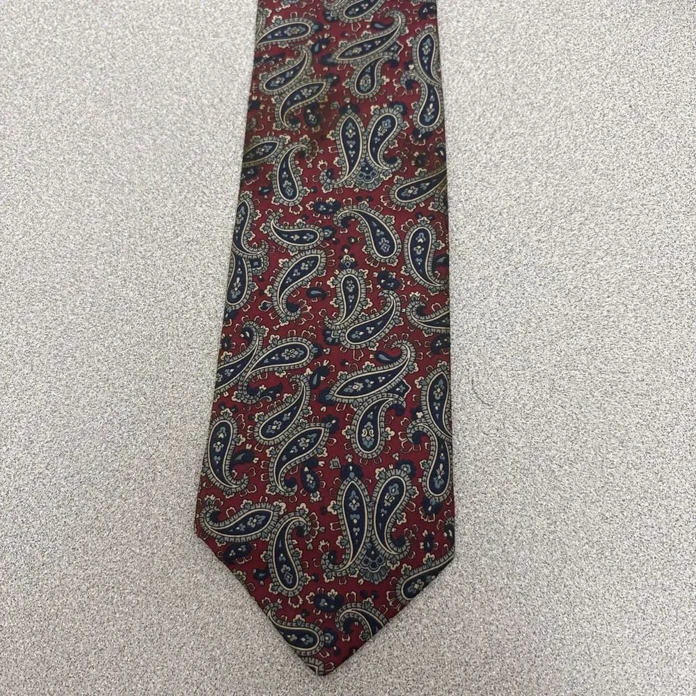 Lot Of 3 Vintage Harve Benard Silk Neck Tie Red/Burgundy, Paisley, Geometric
